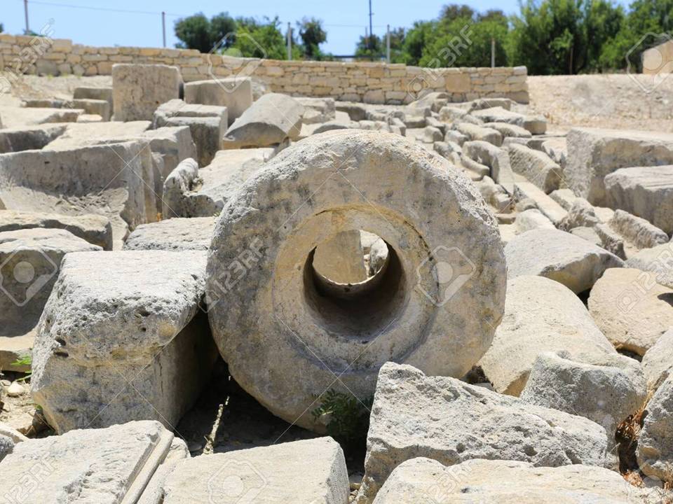 Old Stone Pipe in Ruins of Antique City Amathus Cyprus