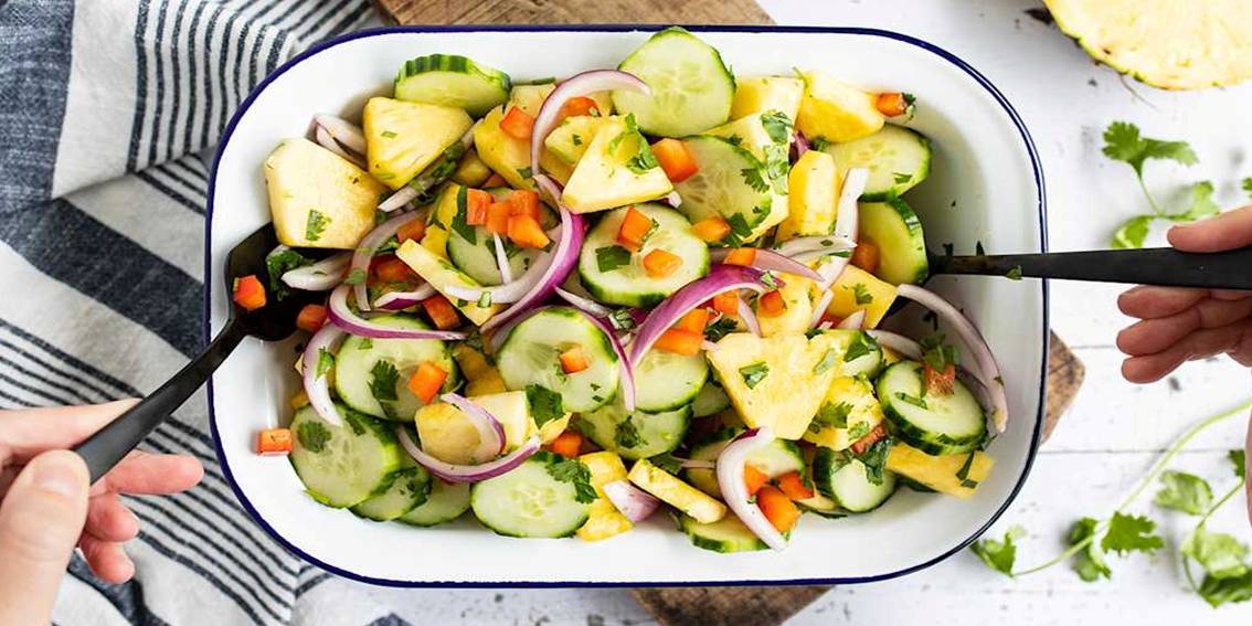 Cucumber Salad with Pineapple under 350 kcal