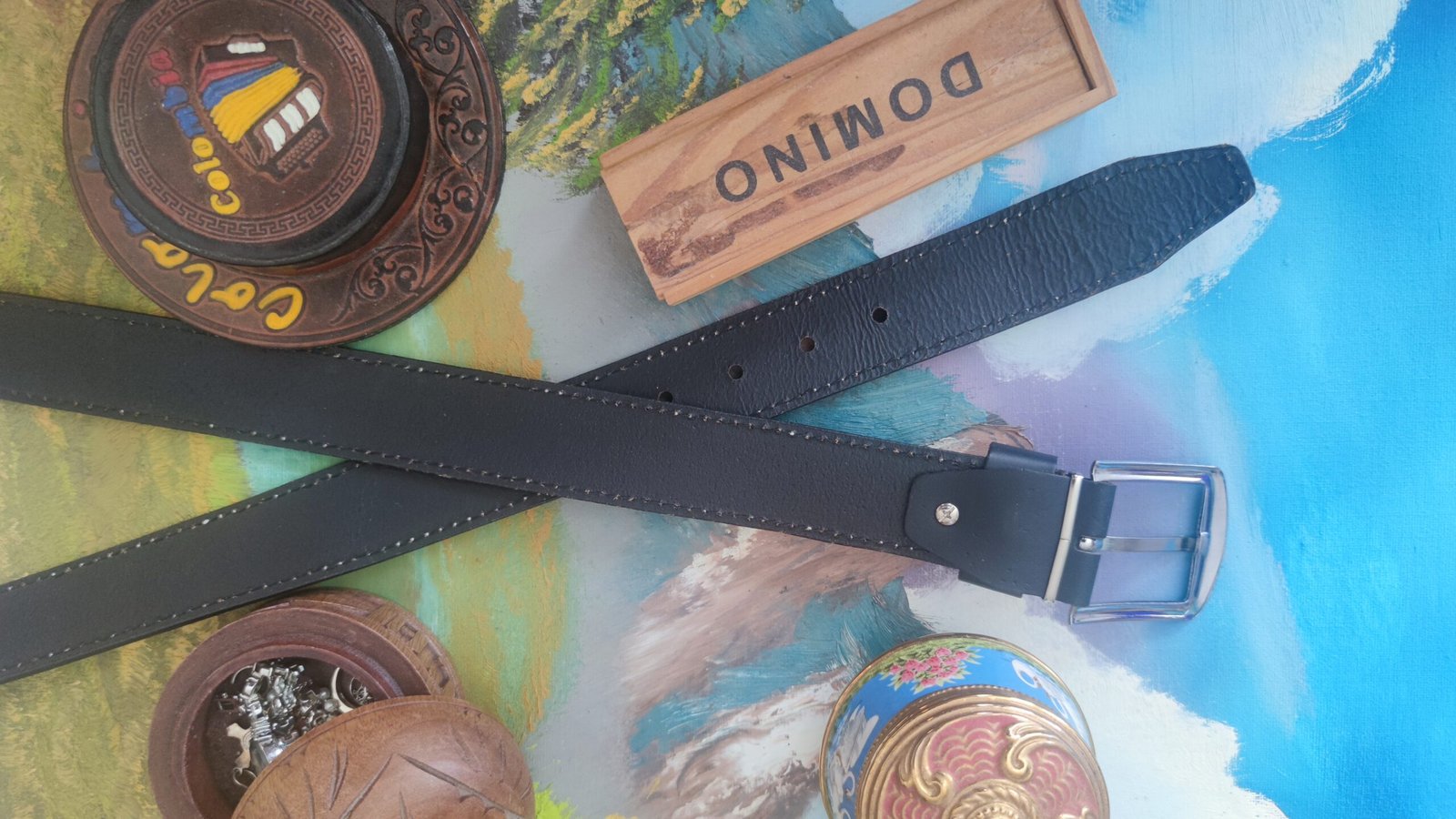 MENS GENUINE LEATHER BELT BLACK SIZE 130 CM MADE IN COLOMBIA - Image 4