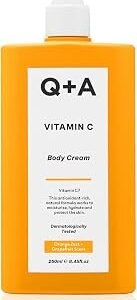 Q+A Vitamin C Body Cream 250ml, Hydrating Body Moisturiser