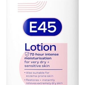 E45 Moisturising Lotion 200 ml, Daily Body Moisturiser for Dry & Sensitive Skin, Long-Lasting Hydration to Soothe, Protect & Restore Softness