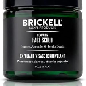 Brickell Men's Renewing Face Scrub for Men, Natural and Organic Deep Exfoliating Facial Scrub Formulated with Jojoba Beads, Coffee Extract and Pumice, 118 mL, Scented