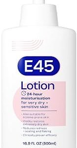 E45 Moisturising Lotion 500 ml for Dry & Sensitive Skin - Long-Lasting Hydration Protect from Dryness, Reduce Redness - Dermatological Body Moisturiser Lotion - Body Lotion - Daily Moisturiser