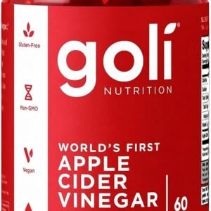 Goli Apple Cider Vinegar Gummies | Digestion, Gut Health & Appetite | Vitamin B12, Gelatin-Free, Gluten-Free, Vegan & Non-GMO | Taste The Apple, Not The Vinegar | 60 Gummies