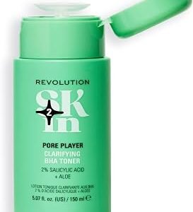 Revolution Skin, Pore Player 2% Salicylic Acid & Aloe Clarifying BHA Toner, Facial Toner, Gently Exfoliates, Vegan & Cruelty-Free, 150ml