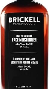 Brickell Men's Daily Essential Face Moisturizer for Men, Natural and Organic Fast-Absorbing Face Lotion with Hyaluronic Acid, Green Tea, and Jojoba, 118 mL, Scented