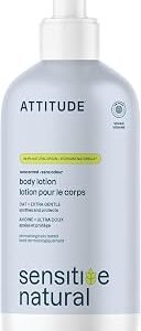 ATTITUDE Body Lotion for Sensitive Skin with Oat, EWG Verified, Dermatologically Tested, Vegan, Extra Gentle, Unscented, 473 mL