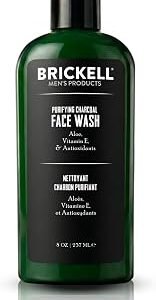 Brickell Men's Purifying Charcoal Face Wash for Men, Natural and Organic Daily Facial Cleanser, 237 mL, Scented