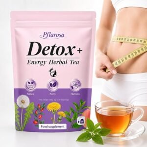 Detox Tea for Weight Loss ? Pflarosa Detox+ Energy Herbal Tea, 28 Day Herbal Detox Tea with Green Tea, Dandelion, Artichoke & Ginseng, Belly Comfort, Vegan Peach Flavour