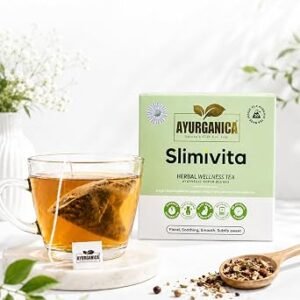 Ayurganica Slimivita Herbal Tea With 9 Active Ingredients ? 20 Counts ? Slimming Tea - Metabolism Support & Weight Loss ? Hibiscus, White Tea, Nettle Leaf & Cinnamon ? Silk Pyramid Individual Tea Bags